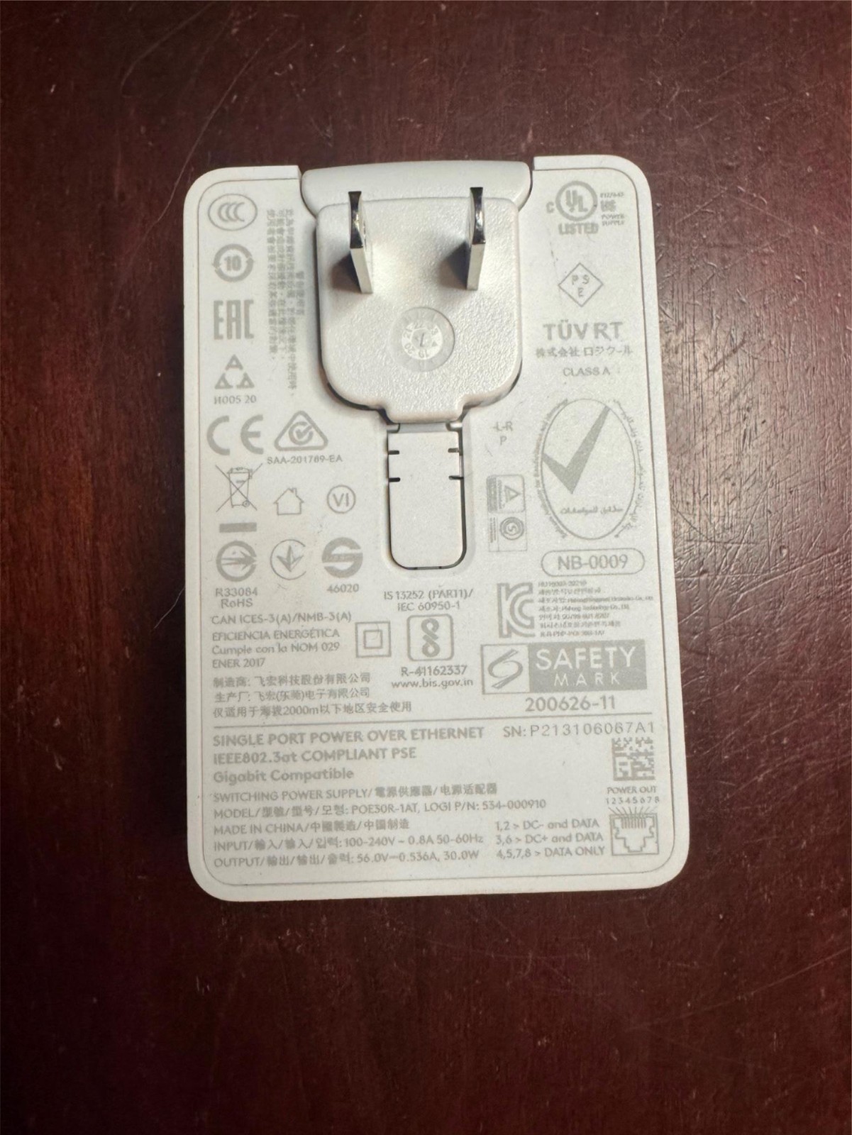 Logitech Single Port Power Over Ethernet (PoE) Adapter — Works Great