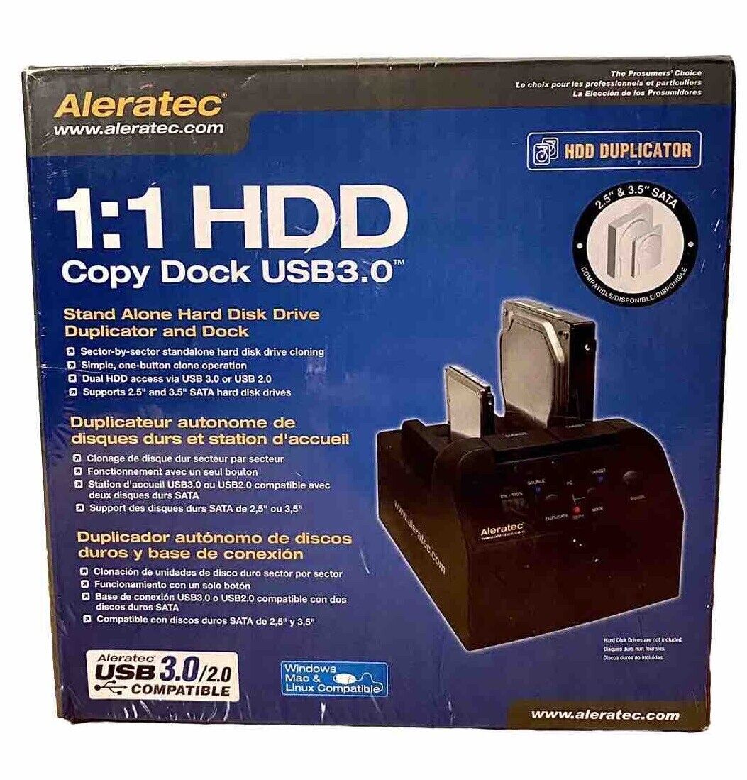 Aleratec 1:1 HDD Copy Dock USB3.0 USB 3.0 HDD Duplicator w/ Power Supply