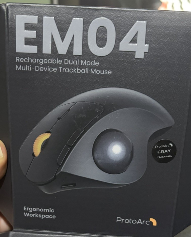 ProtoArc EM04 Wireless Bluetooth Ergonomic Rechargeable Trackball Mouse Gray