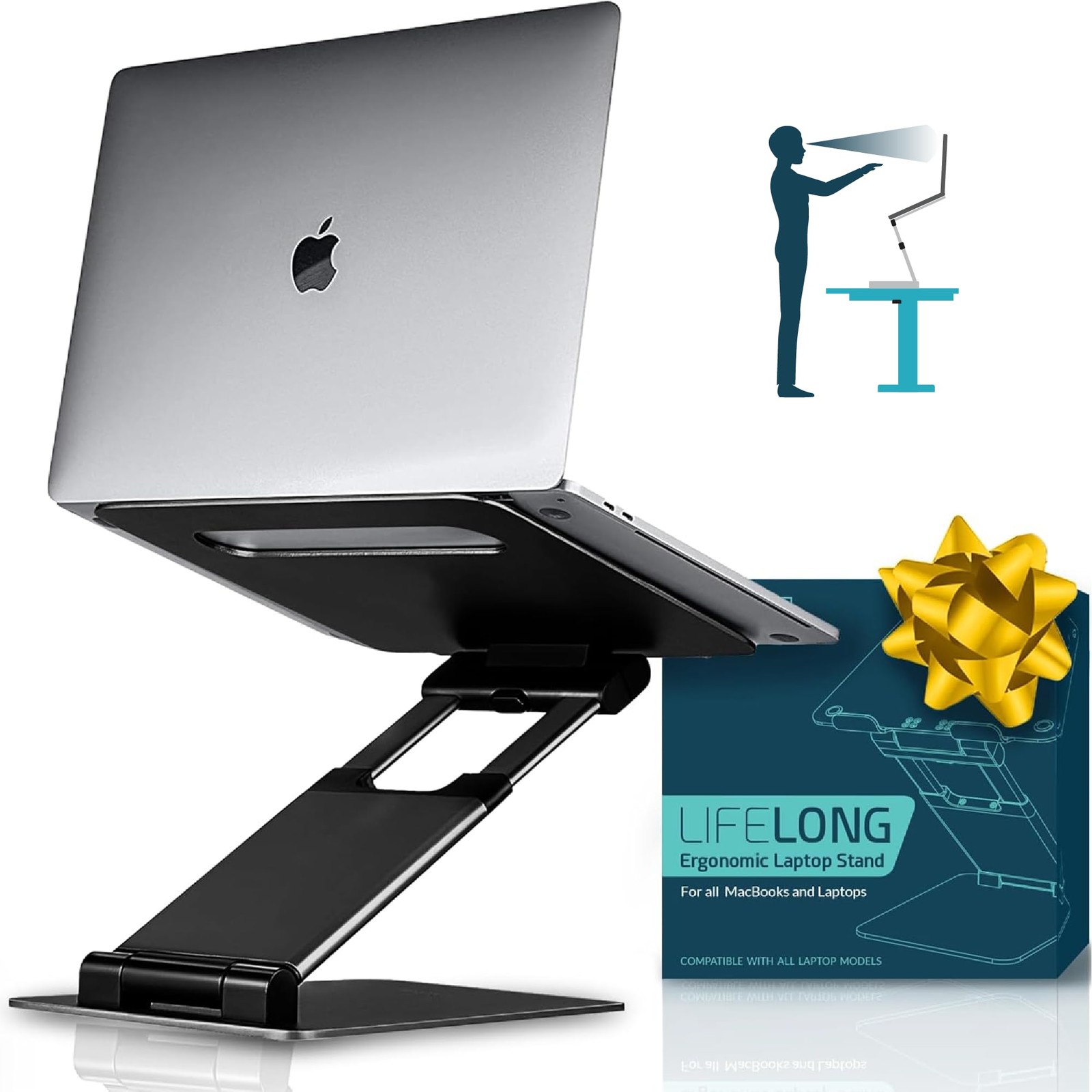 Lifelong Aluminum Laptop Riser Adjustable Fits MacBook PC