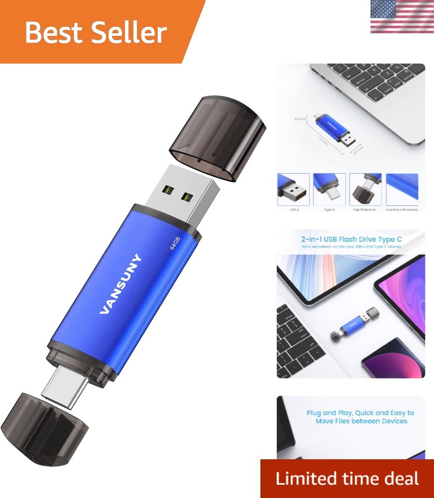 Durable 64GB USB-C Dual Flash Drive - Reliable Storage for Smartphones & Tablets