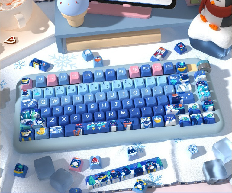 Icy Penguin Custom Keycap Set MDA Profile PBT 138 158 Keys for MX Keyboard