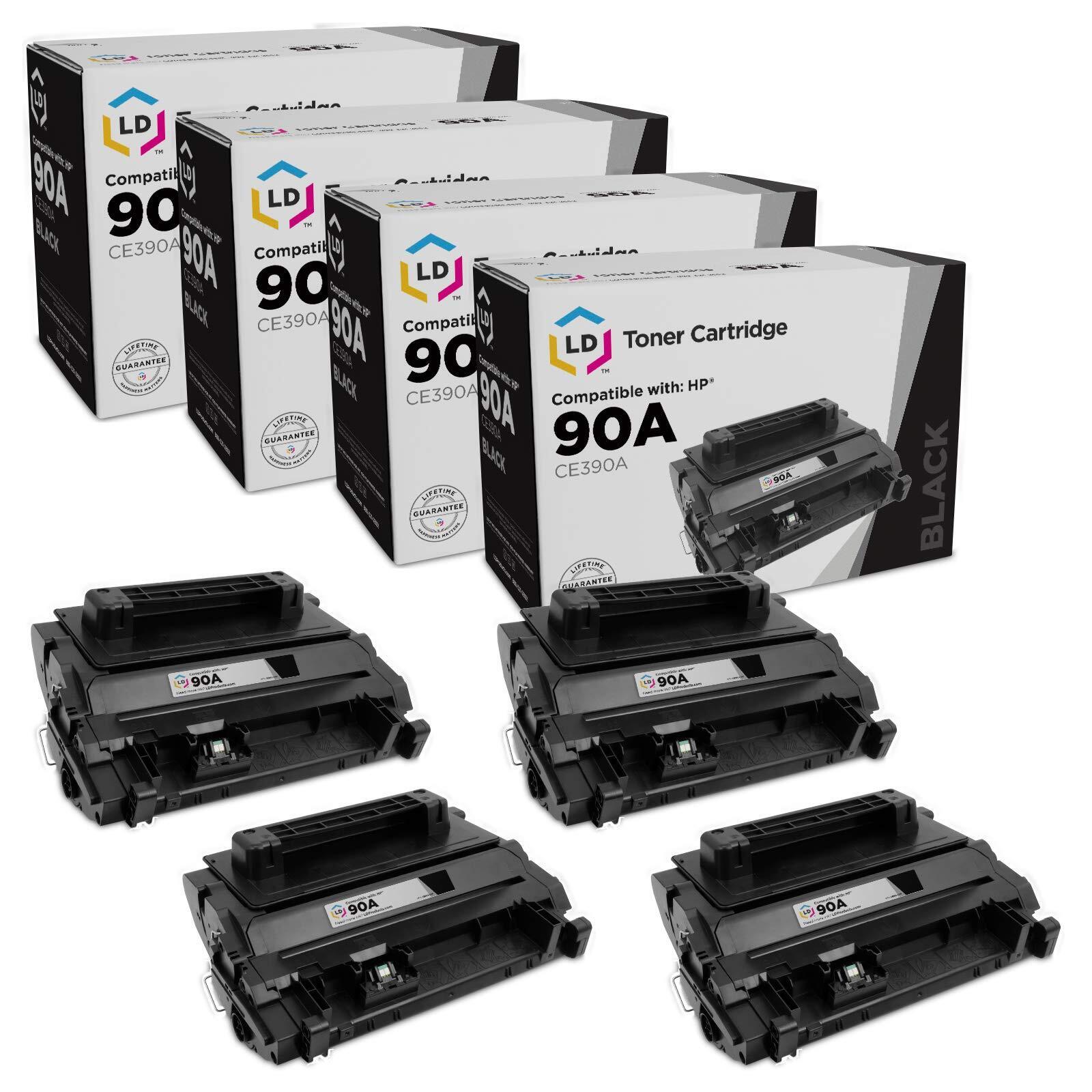 LD Compatible Replacements for HP CE390A / 90A 4PK Black Laser Toner Cartridges