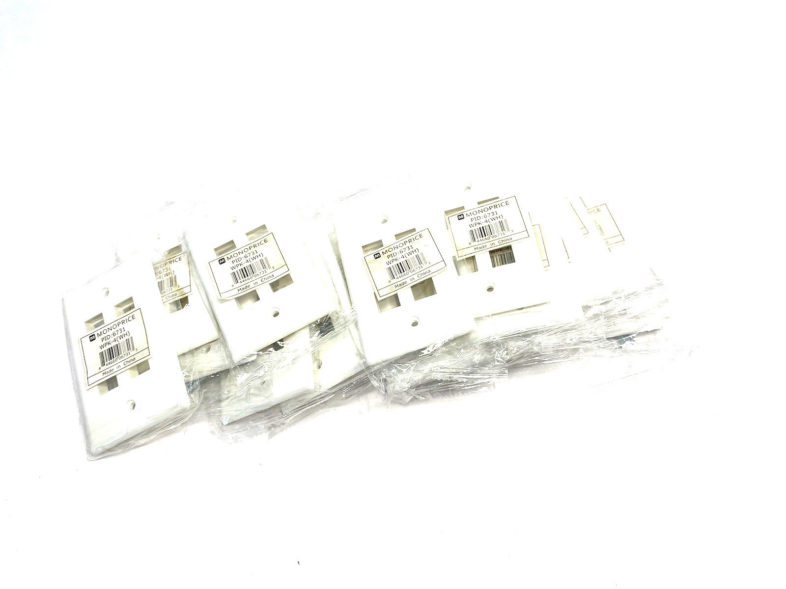 Monoprice 6731 1-Gang Wall Plate for Keystone, 4-Port LOT OF 19