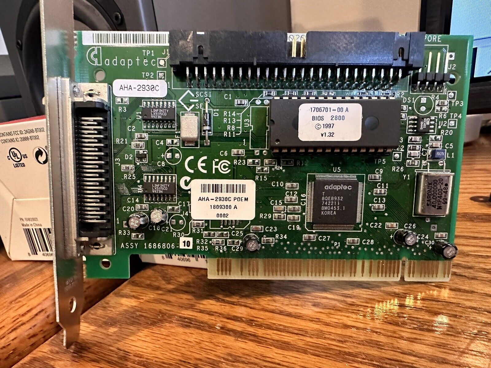 1PC  used  Adaptec PCI SCSI card AHA- 2930C
