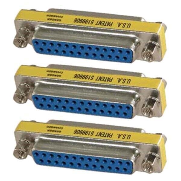 3x DB25 D-SUB 25 Pin Serial Female to Female Gender Changer Coupler Adapter Gold
