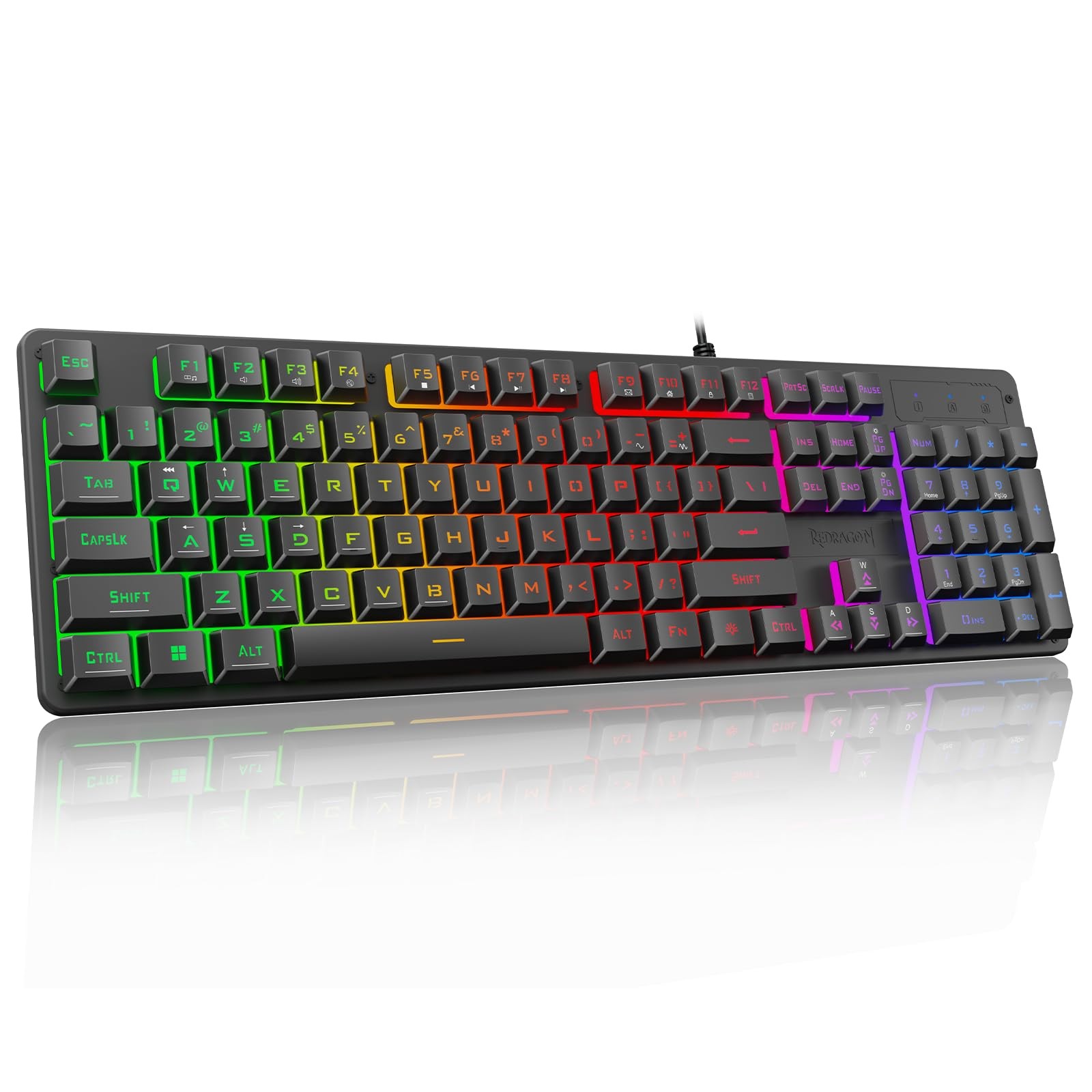 Redragon K521 Upgrade Rainbow LED Gaming Keyboard, 104 Keys Wired Mechanical ...