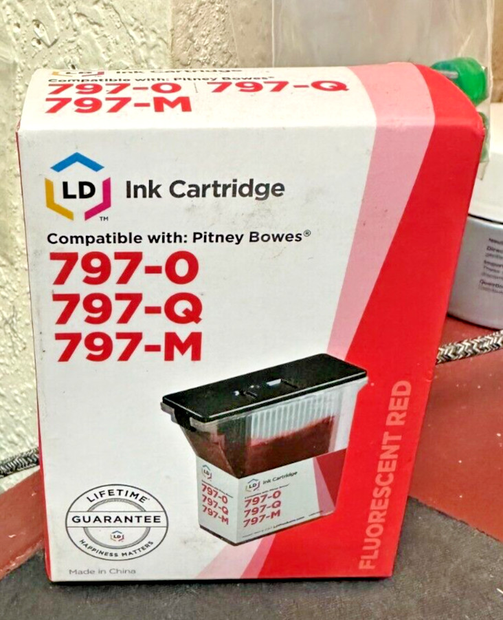 LD Ink Cartridge, Compatible Pitney Bowes, 797-O, 797-Q, 797-M, Fluorescent Red