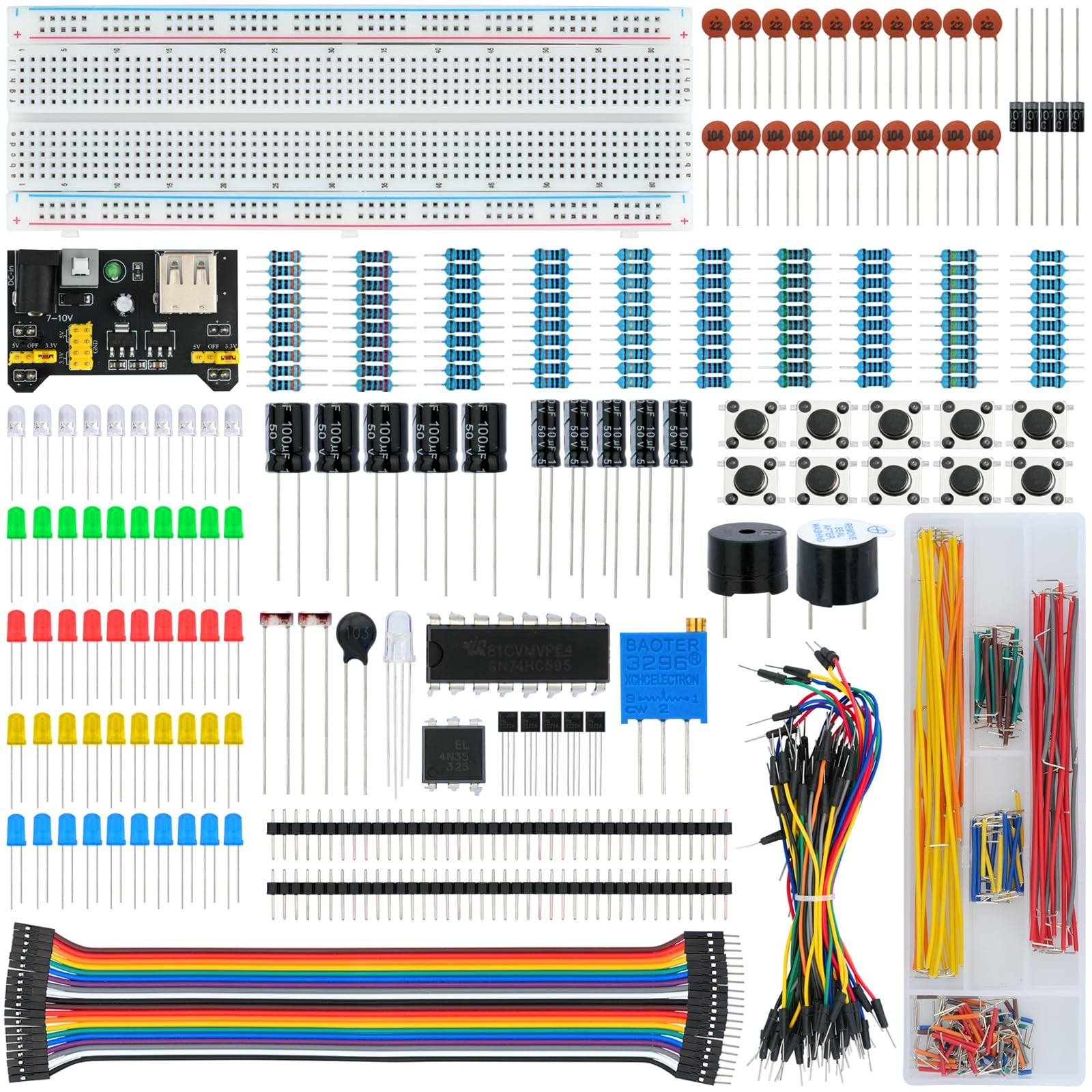 438 Pcs Electronics Breadboard Kit Beginner Starter Kit Compatible with Ardui...