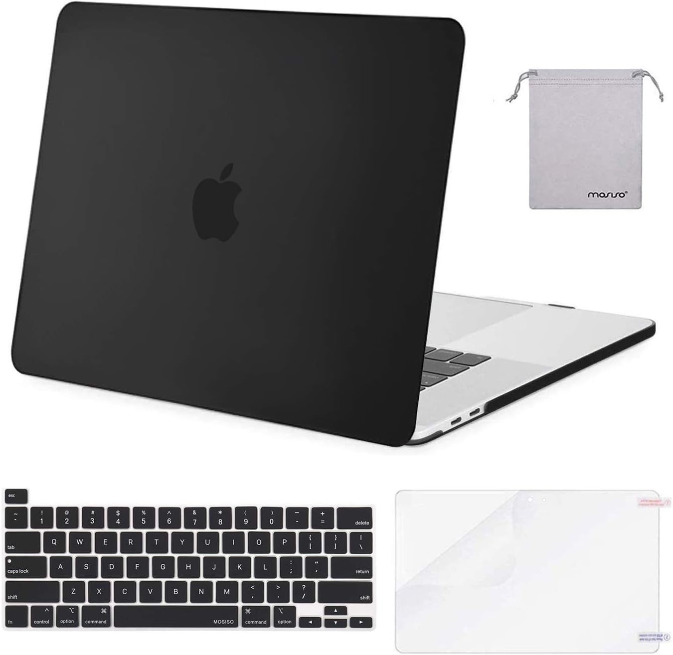 Elegant Black MacBook Pro 16" Case A2141 with Keyboard Cover & Screen Protector