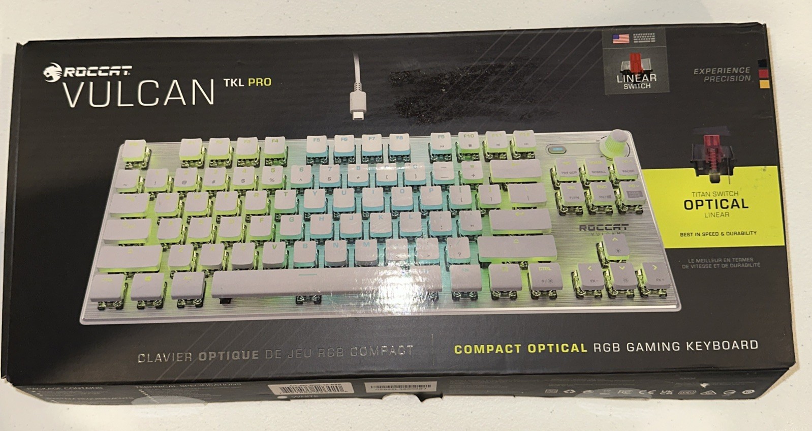 ROCCAT Vulcan TKL Pro PC USB-C Gaming Keyboard, Linear Optical Titan Switch, AIM