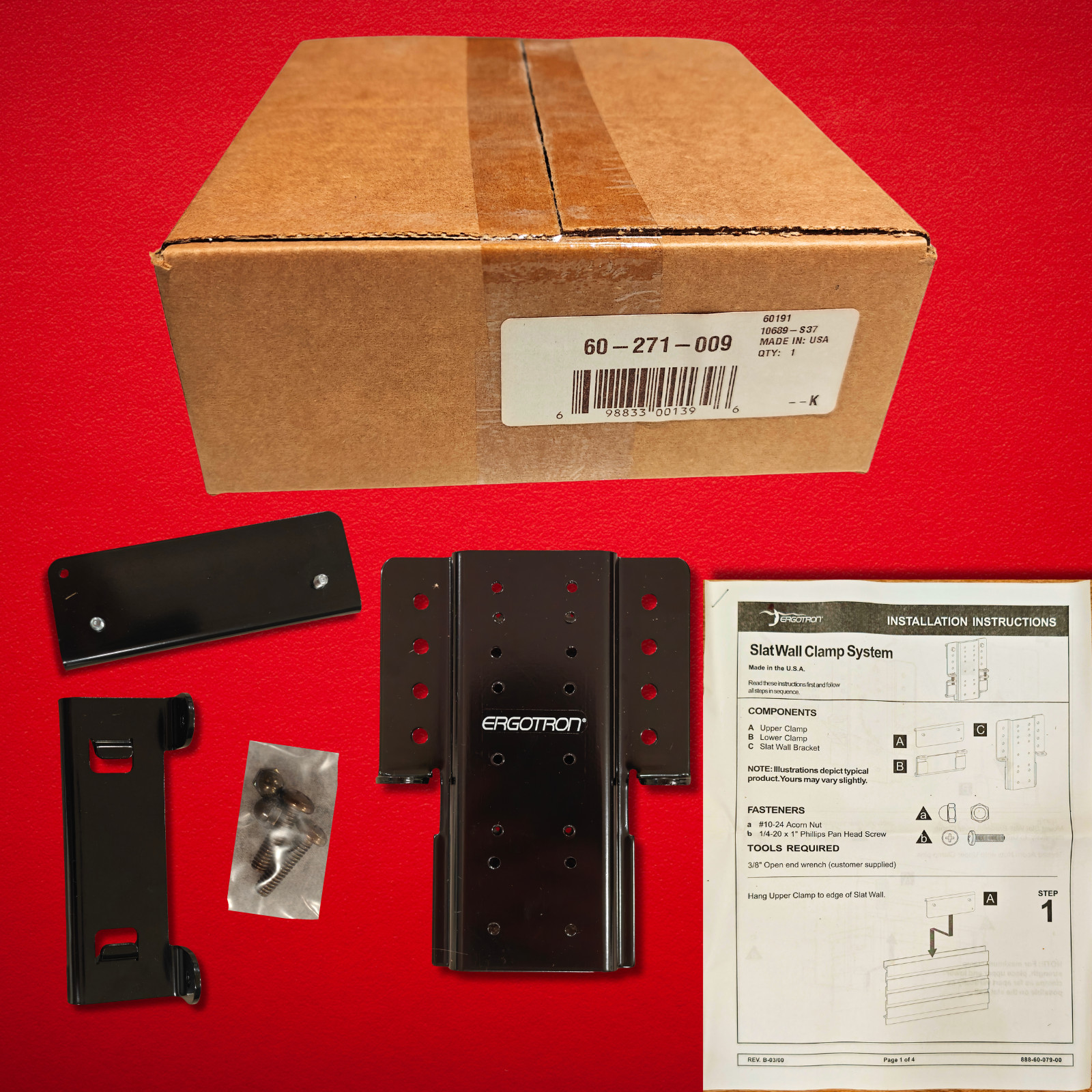 Ergotron 60-271-009 Slatwall Wall Mount Bracket – Monitor Arm Add-On