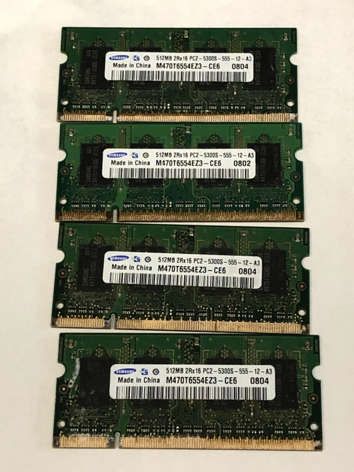 Samsung Laptop Memory 4x 512MB (2GB) SODIMM PC2-5300S-555-12 555Mhz DDR2 SDRAM