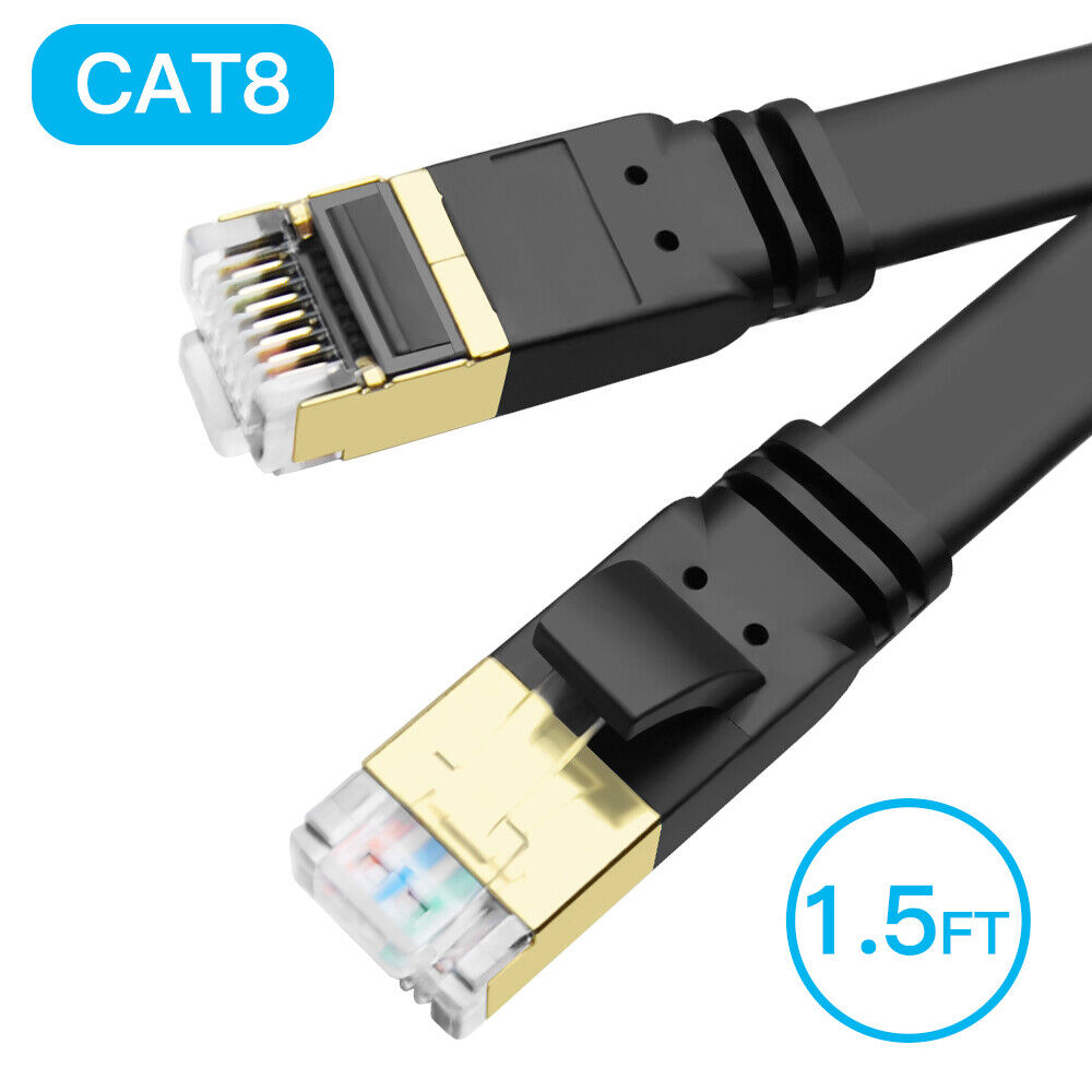 Cat 8 Ethernet Cable 2 Pack Super Speed 40Gbps Patch LAN Network Gold Plated Lot