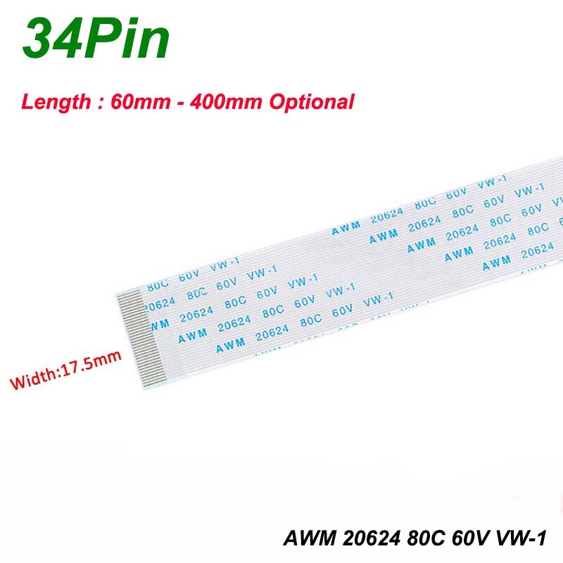 34Pin FFC Flexible Ribbon Cable Flat Wire Pitch 0.5mm for PCB Board Transmission