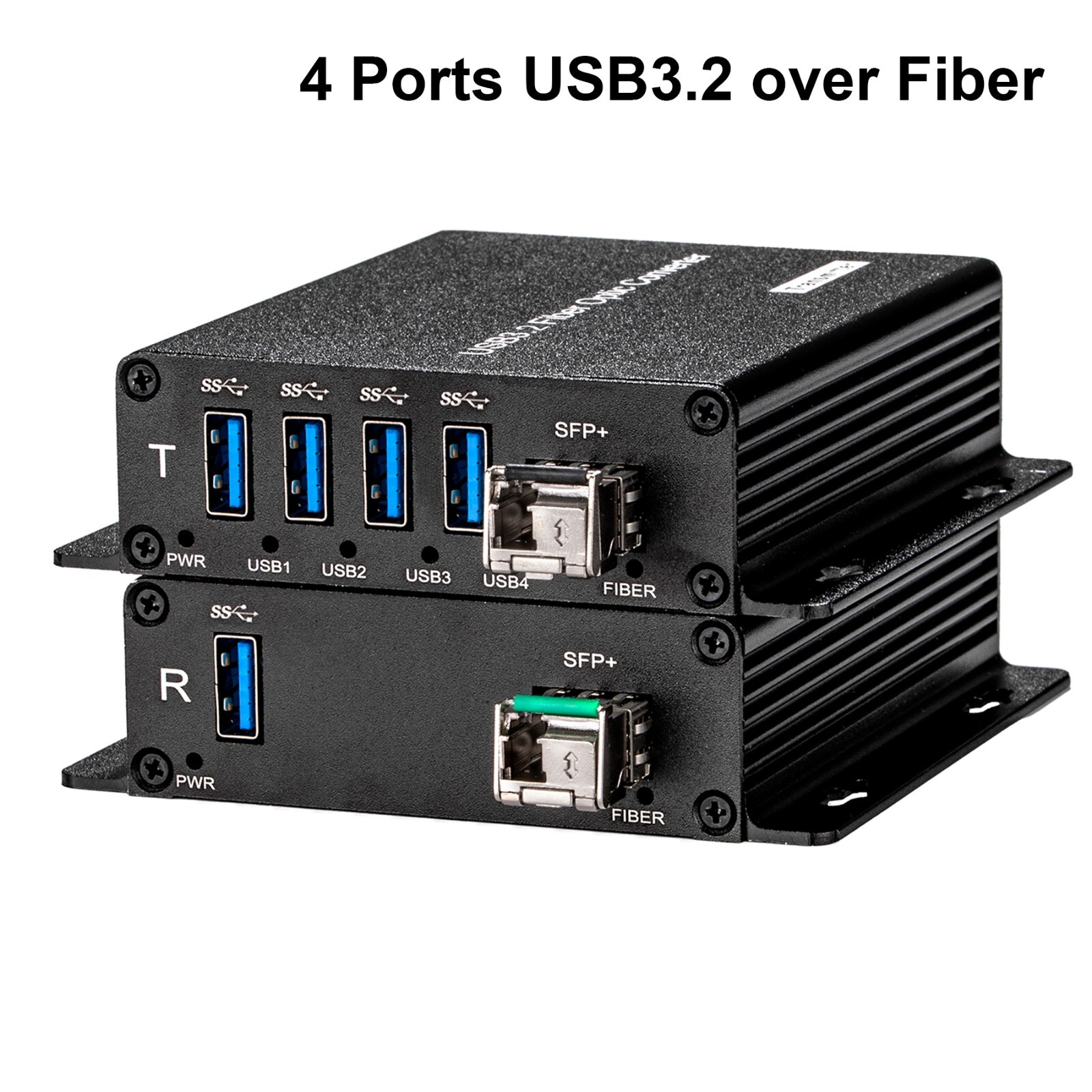 4 Ports USB 3.2 Extender over Fiber Optic 10G SFP transceiver include LC SM 250M