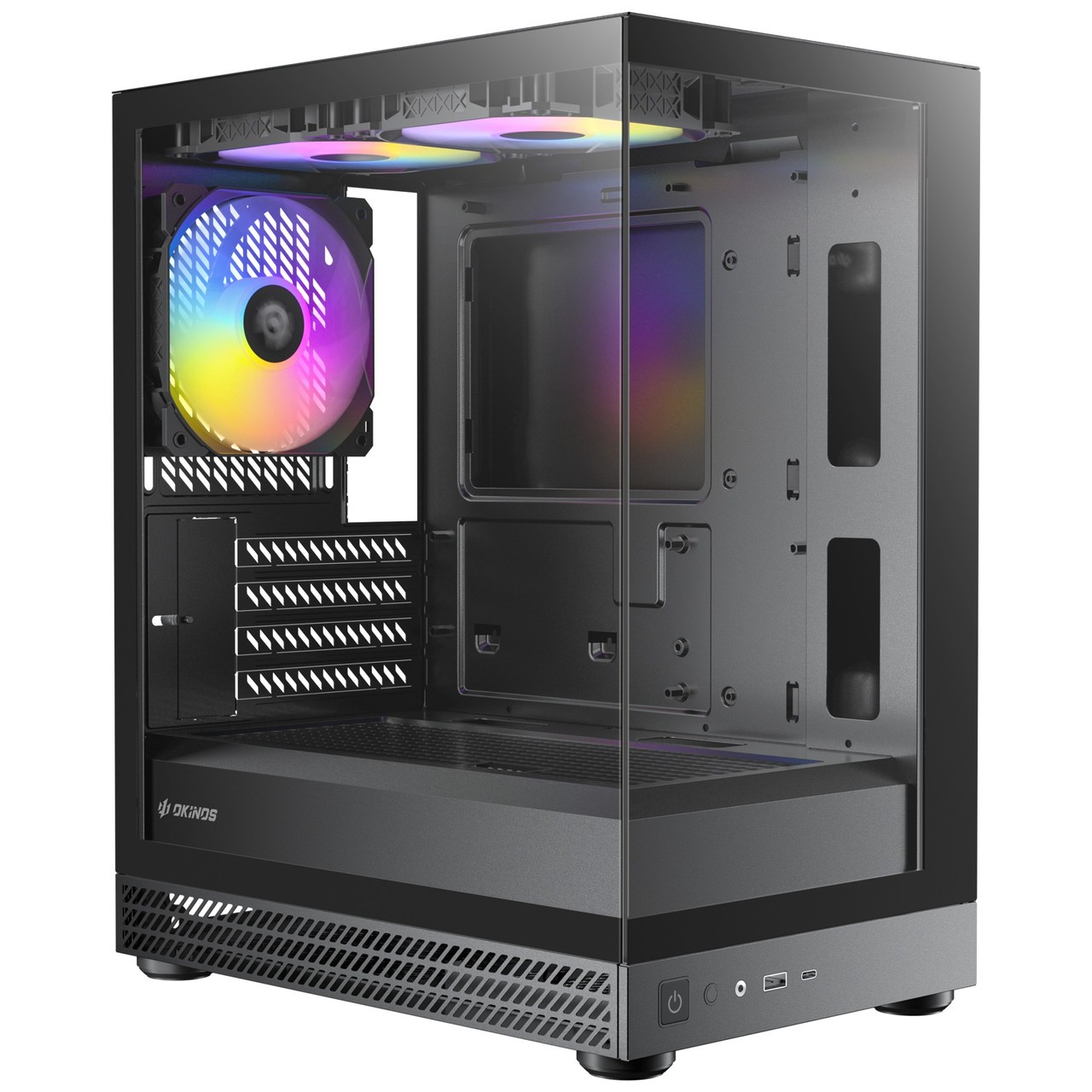 OKINOS AQUA UNO - BLACK, Mini Tower, Micro-ATX/ITX, tempered glass, 3 120mm A...