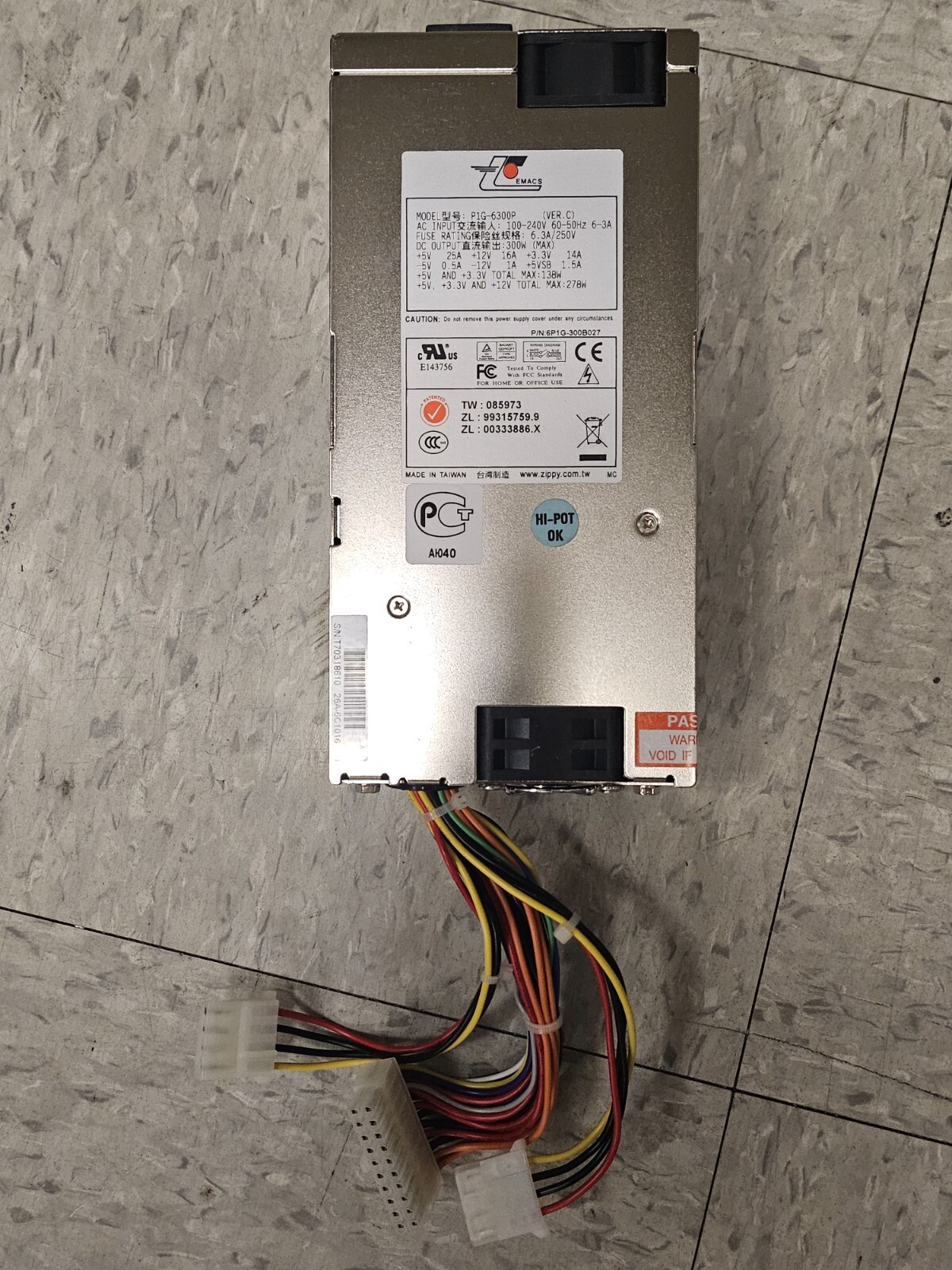 P1G-6300P  Zippy EMACS Switching Power supply ROHS  PIG-6300P   3 years warranty