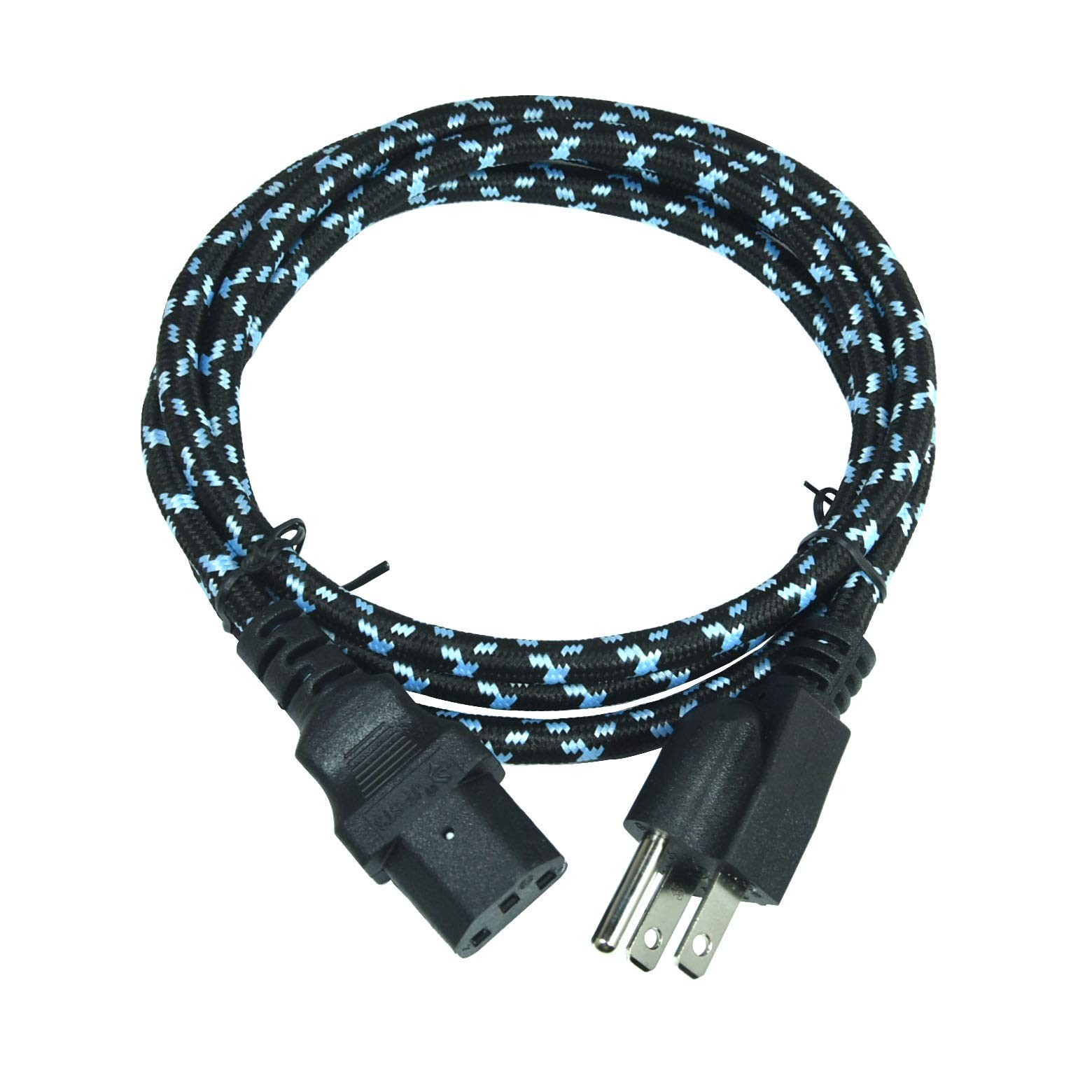 1 PCS 5 FT 16 AWG Heavy Duty 3 Prong Braided Power Cord NEMA 515P To IEC C13