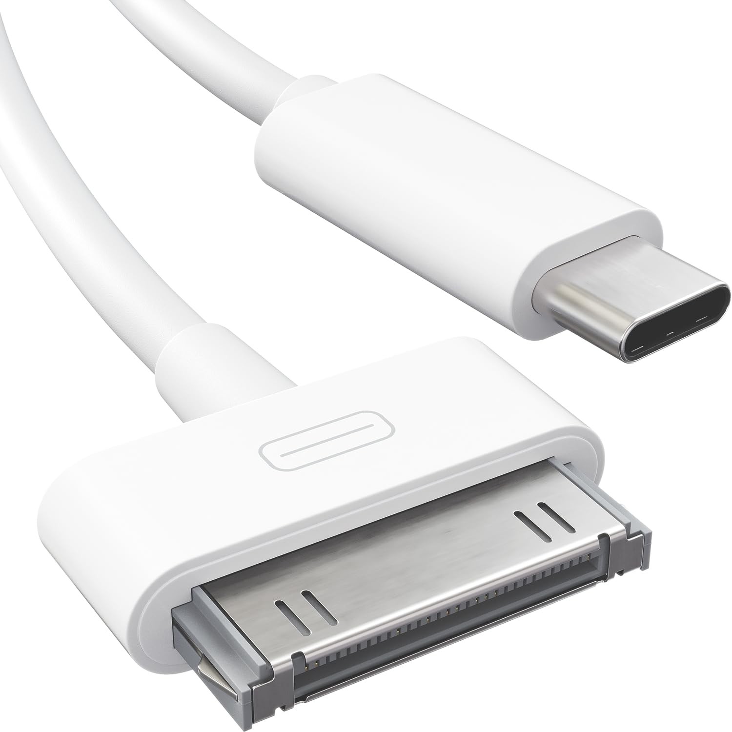 KabelDirekt 30-Pin to USB C Adapter Cable for iPhone 4S/4/3G/3/1, 3ft, White 