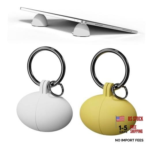 Portable Egg Keyring Style Anti-Slip Silicone Laptop & Pad Stand white+yellow