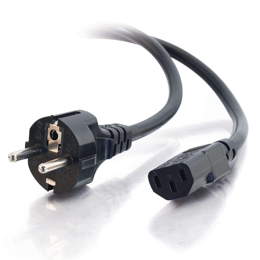 8 Foot Black European Power Cord for PC Monitor Printer with Schuko Plug