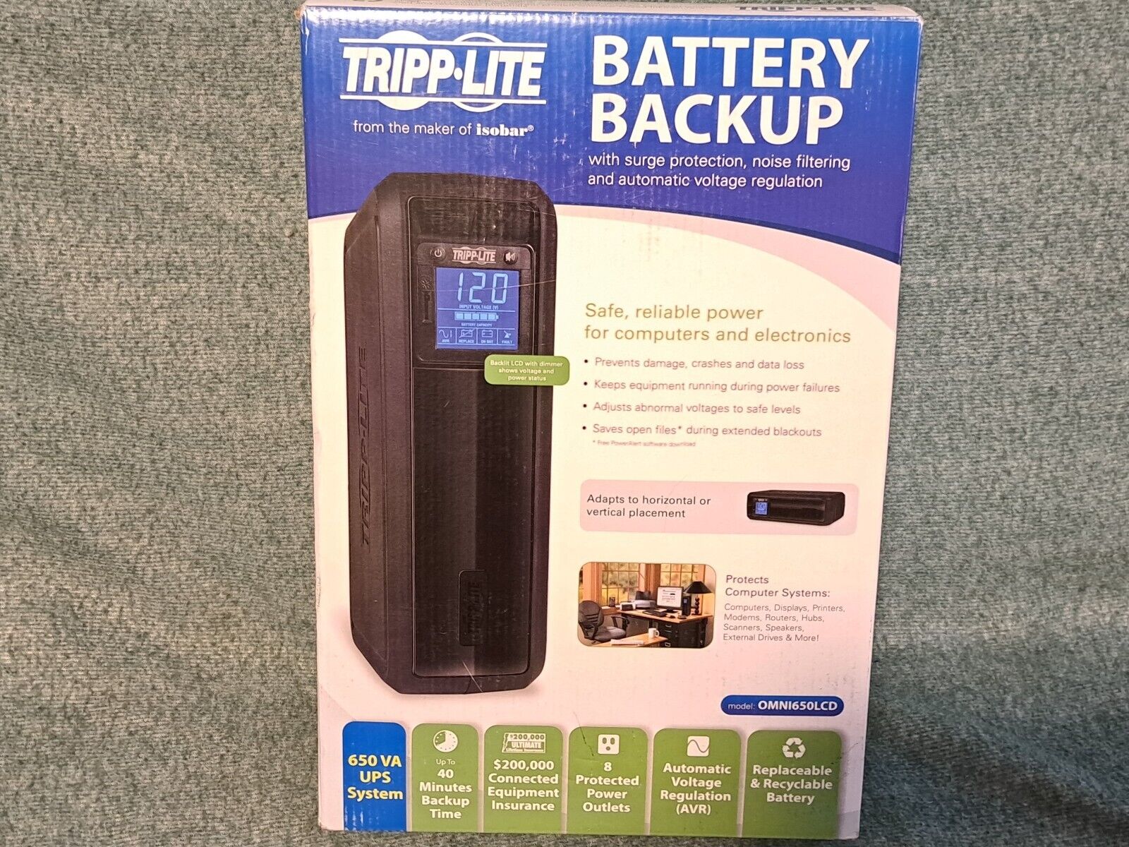 Tripp-Lite Battery Backup OMNI650LCD 650 VA UPS System