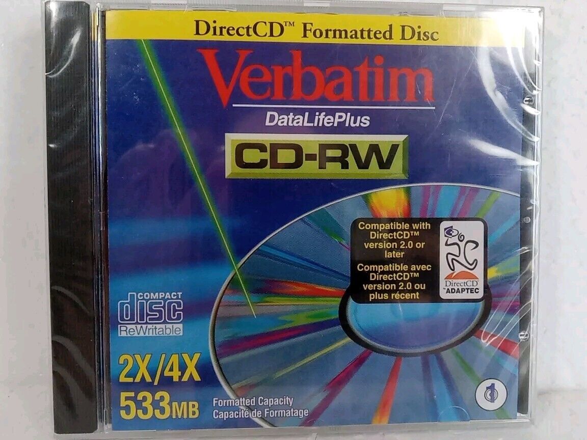 Verbatim DataLifePlus CD-RW 2X/4X 533MB Rewriteable Compact Disc 