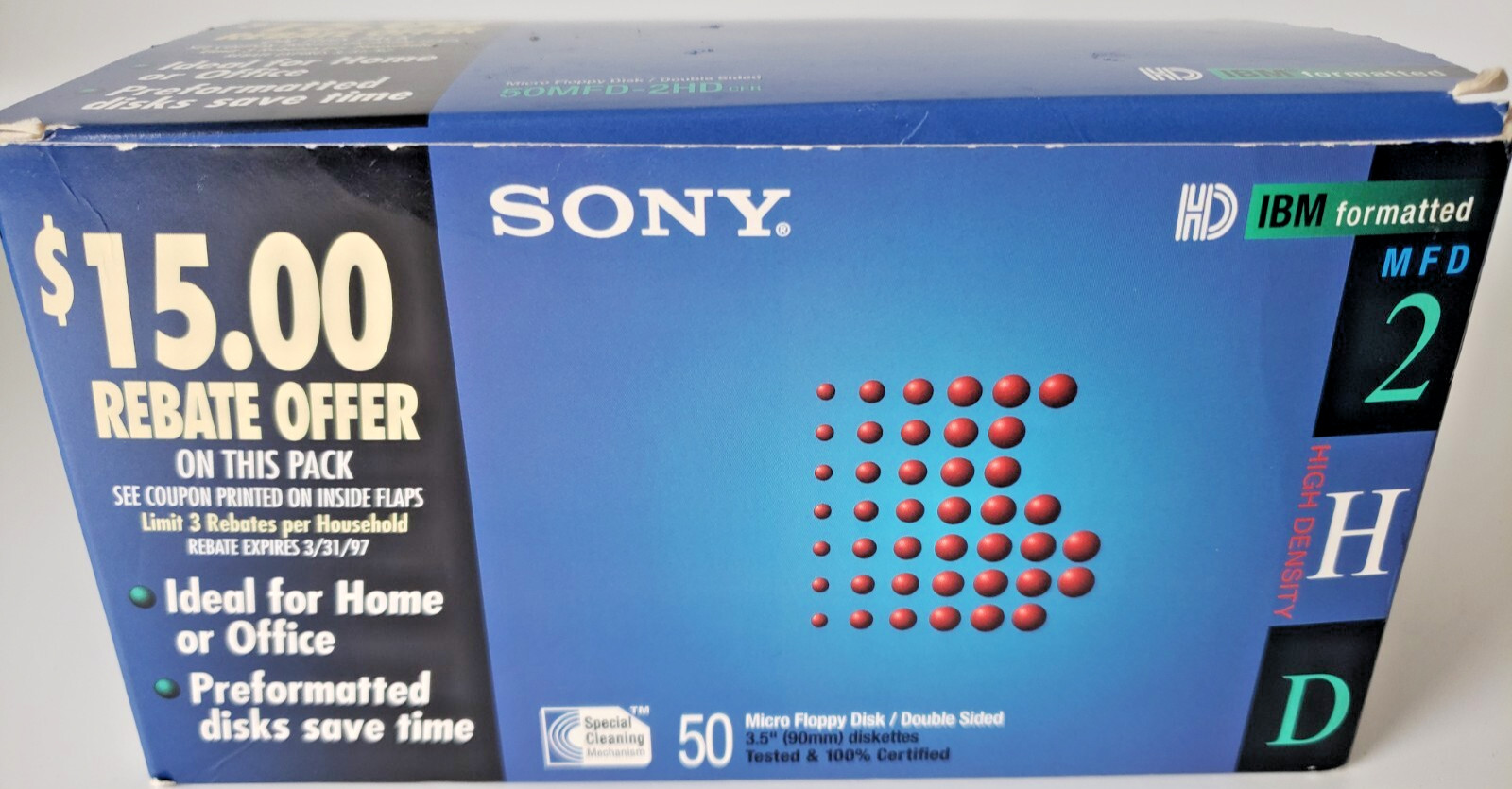 Lot 38 ct Sony MFD-2HD IBM Formatted 3.5 Micro Floppy Disks Double Sided NEW