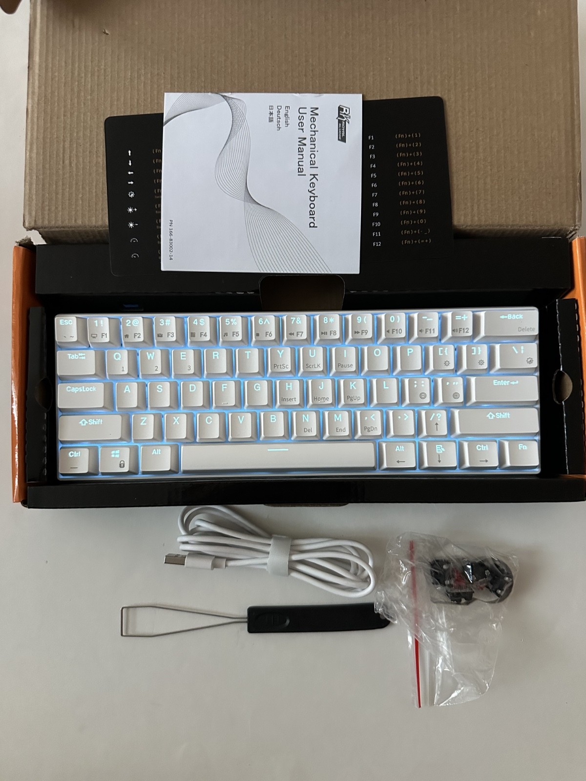 Royal Kludge RK61 Mechanical Keyboard White Dyal-Mode - Red Switch