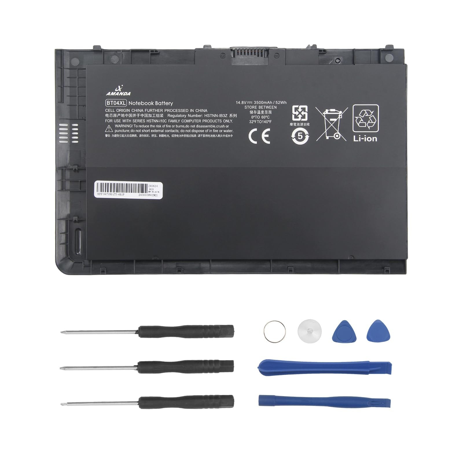 High-Capacity Notebook Battery for HP EliteBook Folio 9470 9480M - BT04XL 9470M