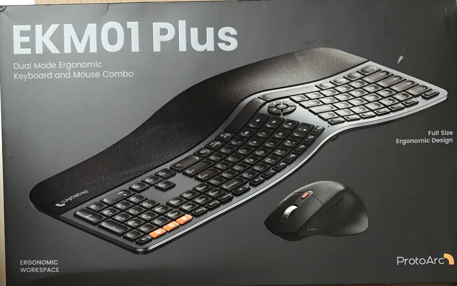 Ergonomic Wireless Keyboard Mouse, ProtoArc EKM01 Plus Full Size Ergo Bluetooth