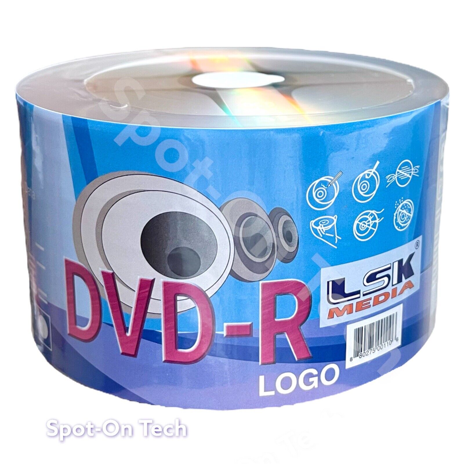 100 LSK MEDIA DVD DVD-R LOGO Blank Disc 16X 4.7GB/120Min Duplication Grade - 2pk