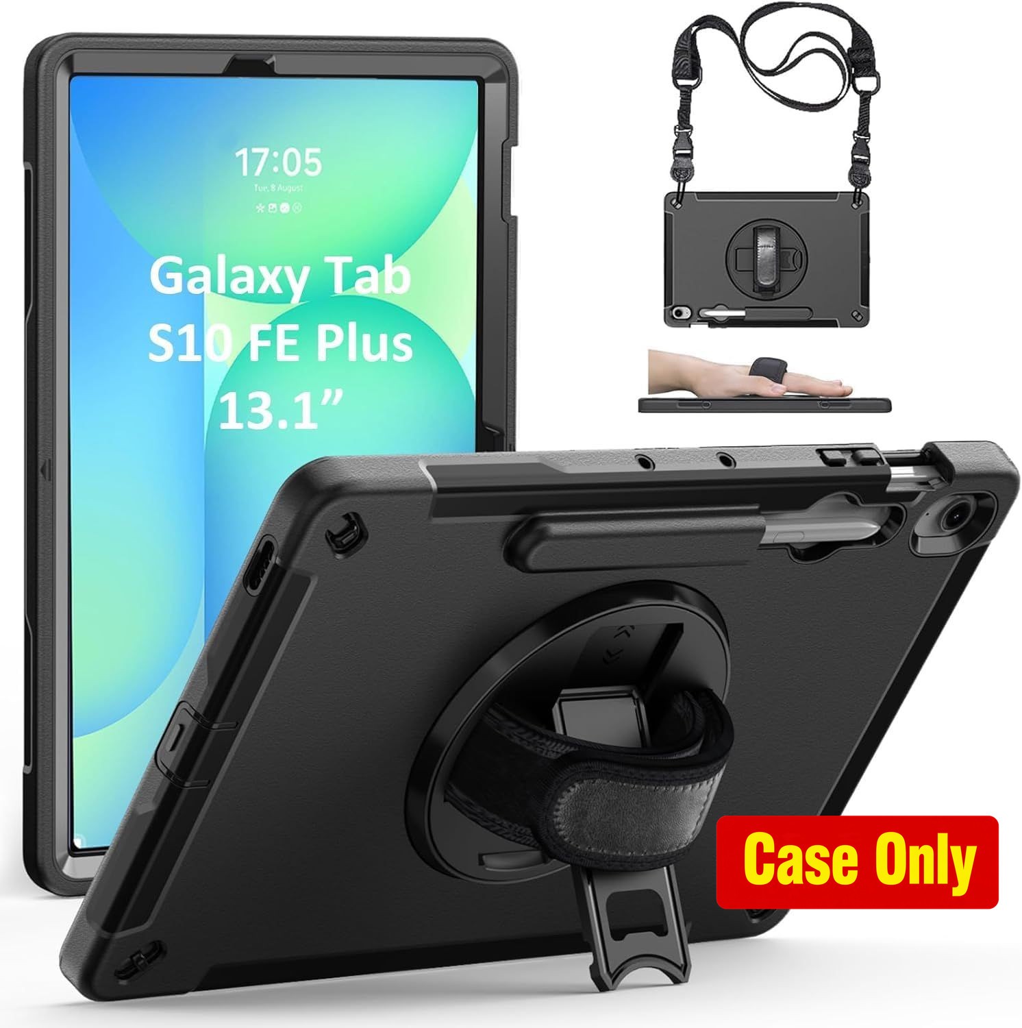 Rugged Protective Case for Galaxy Tab S10 FE Plus 13.1" 2025, Kickstand, Hand St