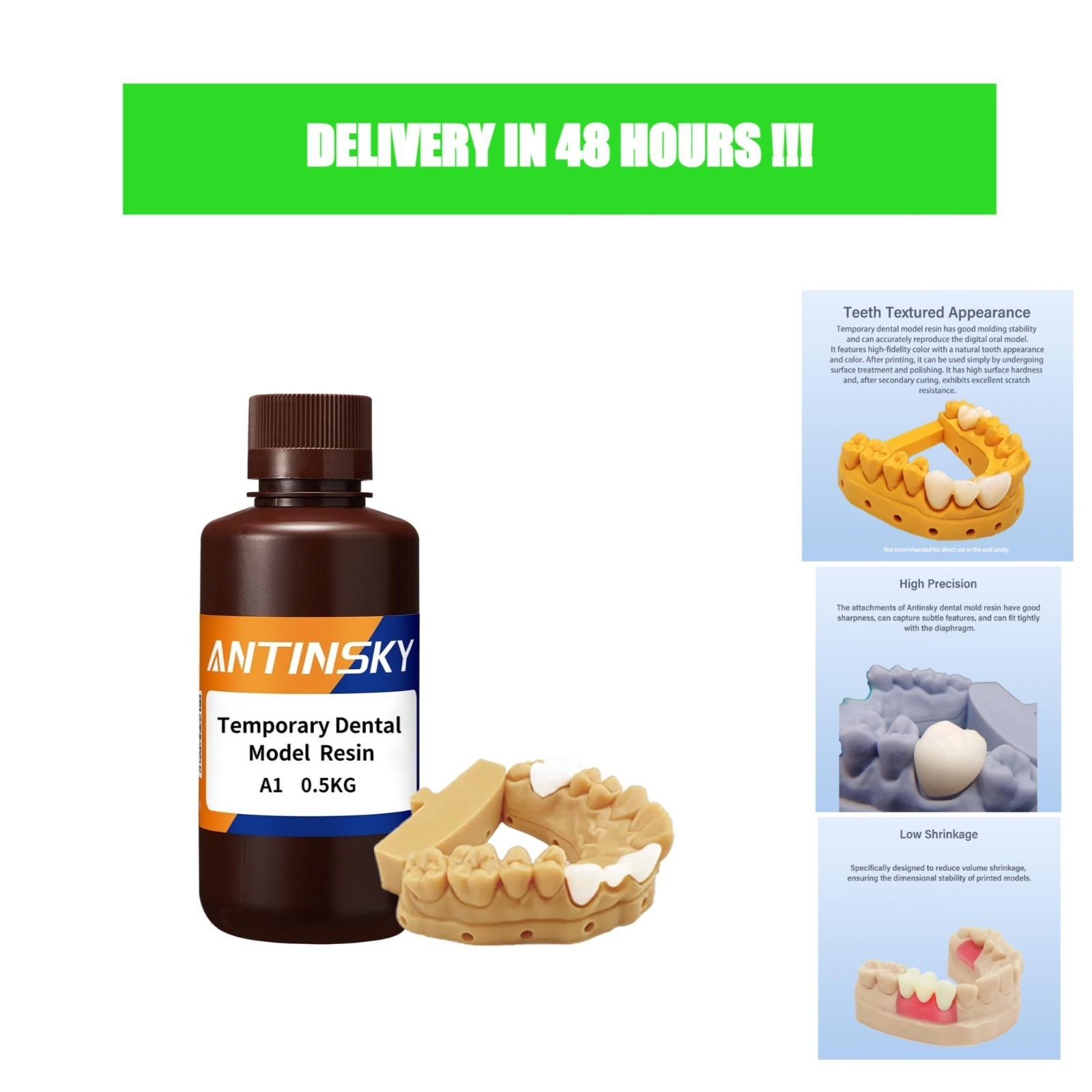 Antinsky A1 Temporary Dental Model Resin 405nm DLP LCD 500g