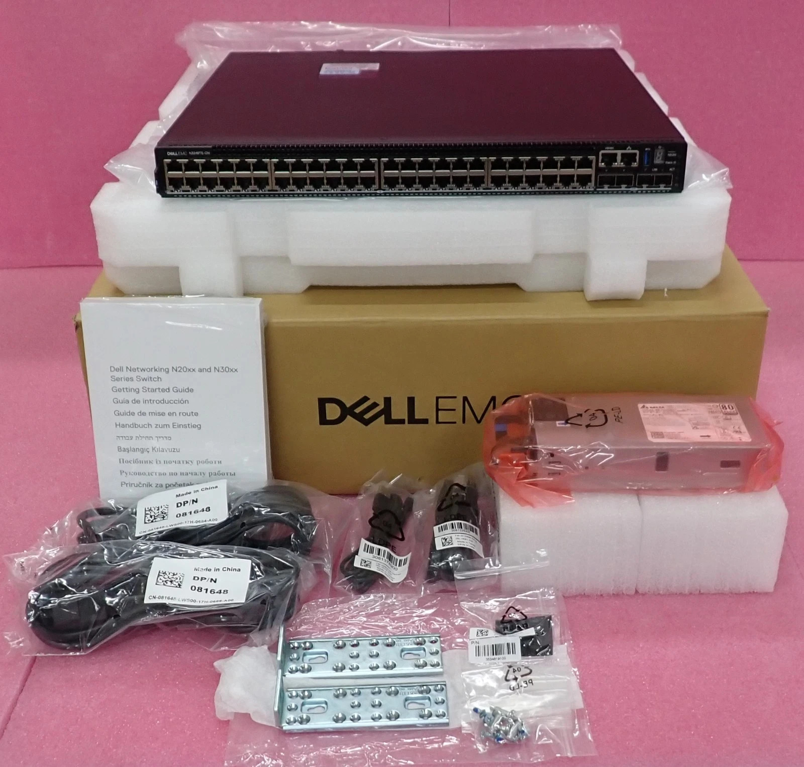 NEW Dell EMC PowerSwitch N3248TE-ON 48x 1G RJ45 4x SFP+ 2x QSFP28 RA Switch OS10