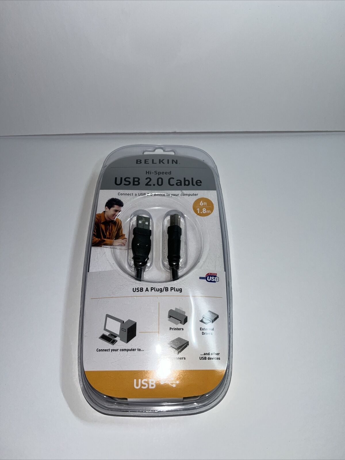 Belkin NEW Hi Speed USB 2.0 Cable 6 Ft. USB A Plug B Plug F3U133v06