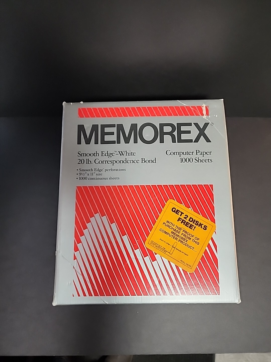 1986 Memorex Computer Paper Smooth Edge 1000 Continuous Sheets 20 lb. 9.5x11"