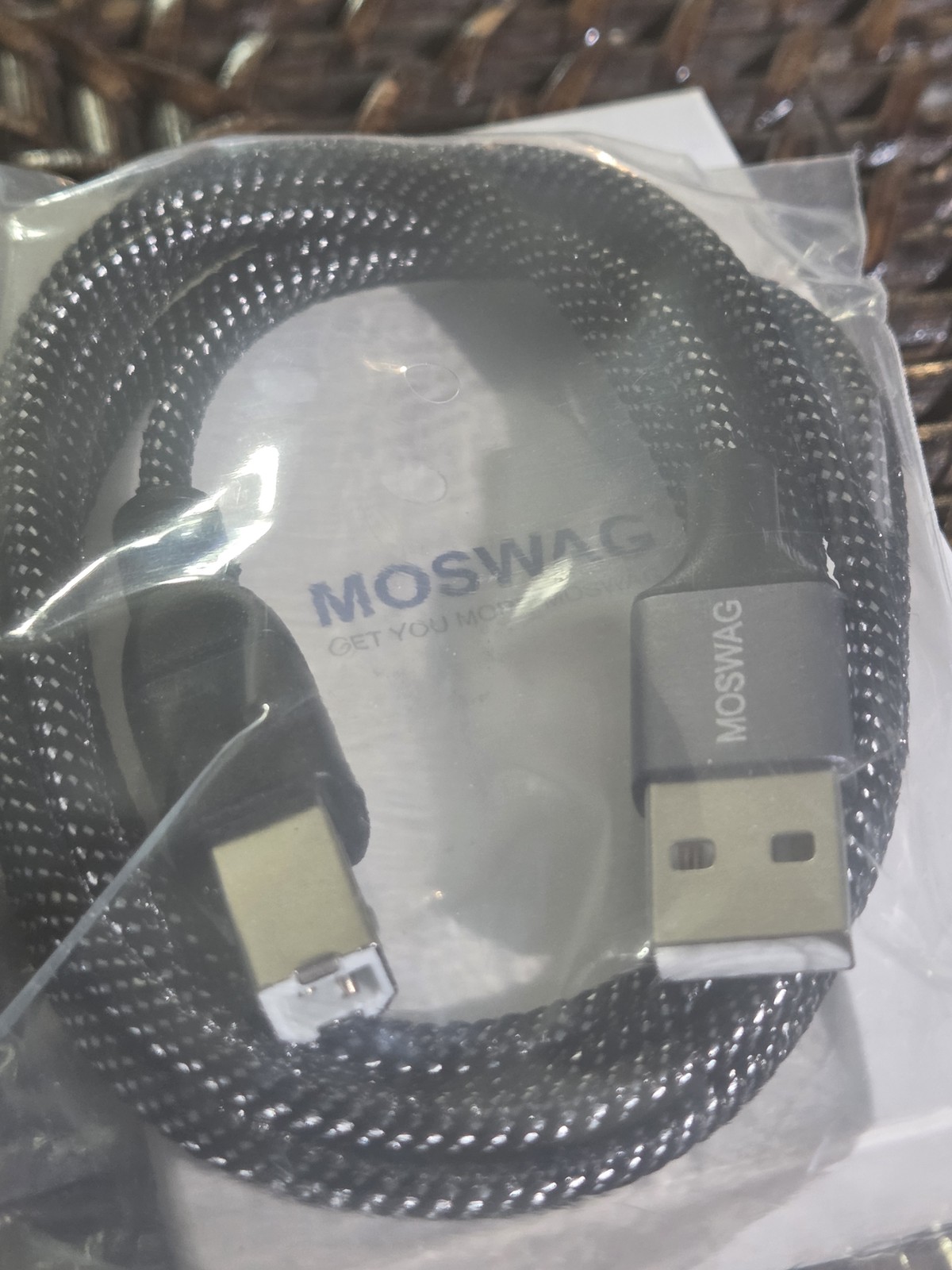 MOSWAG 3.28ft USB A to USB B Printer Cable Braided New