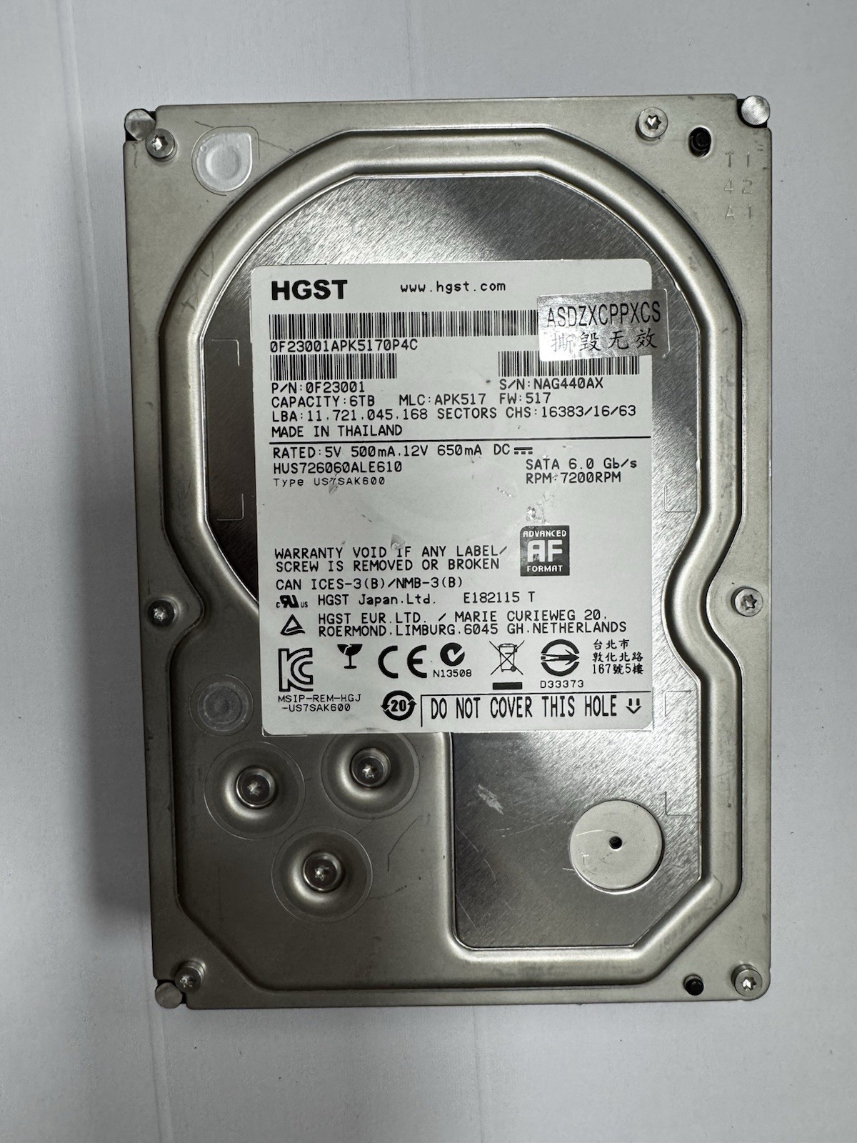 HGST Ultrastar 7K6000 6TB, Internal, 7200 RPM, 3.5" (HUS726060ALE610) Hard Drive
