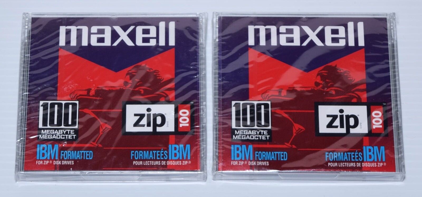 Lot of 2 MAXELL Zip 100-DOS 100MB DOS Formatted Zip Disk Drives NEW/SEALED