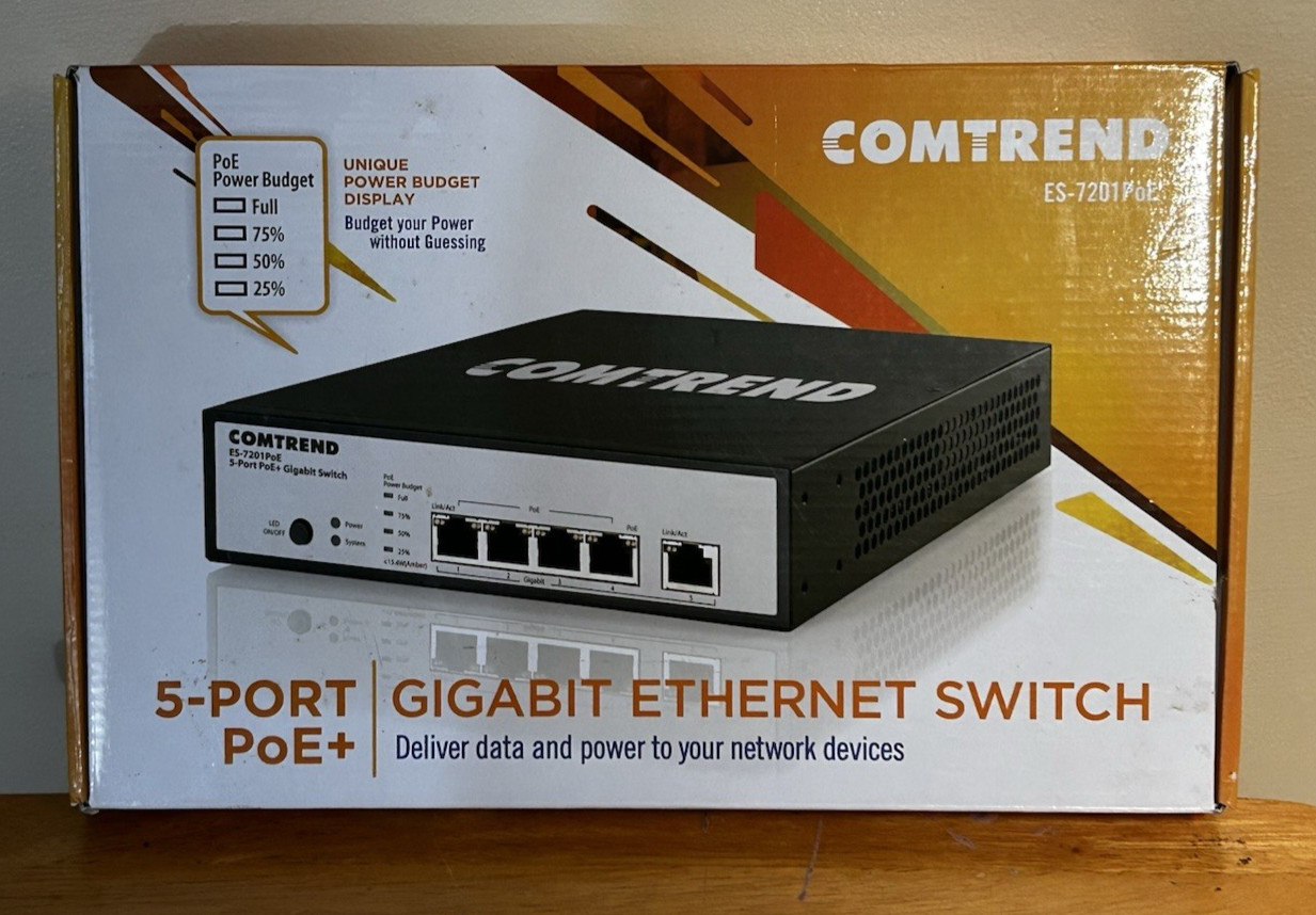 Comtrend ES-7201PoE Unmanaged 5-Port PoE+ Gigabit Ethernet Switch