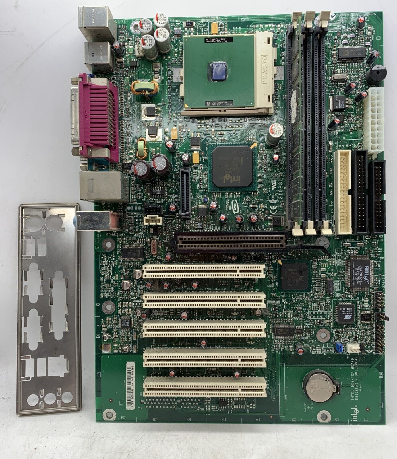 Vintage Intel D815EPEA2 Motherboard Socket 370 256MB RAM ATX Pentium III 1000