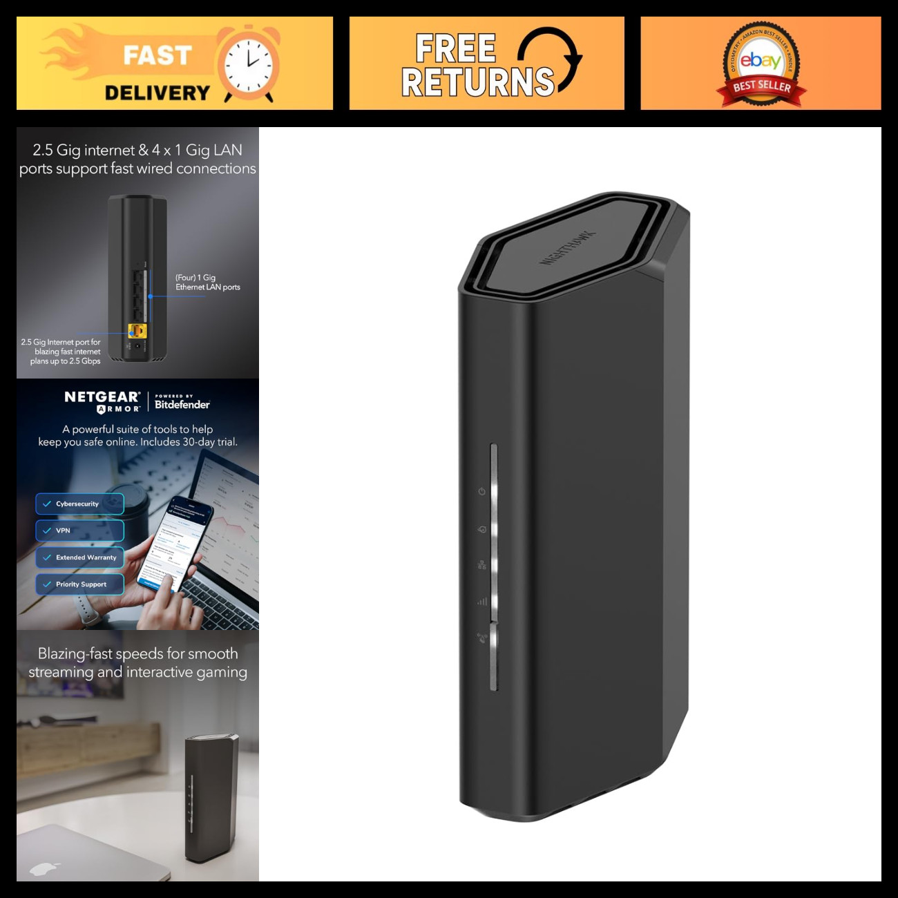 WiFi 7 Router, High-Speed 3.6 Gbps, Covers 2,000 sq ft, Ideal for Gaming & Strea