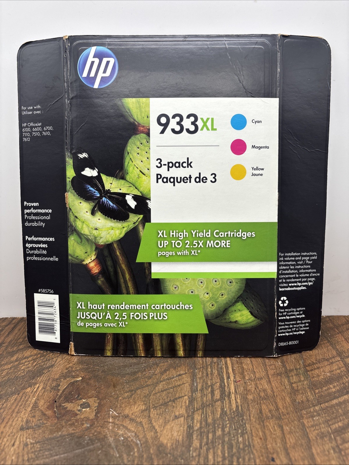 HP 933XL (D8J65BN) Tri-Color Original Ink Cartridge Separate Unopened Boxes 