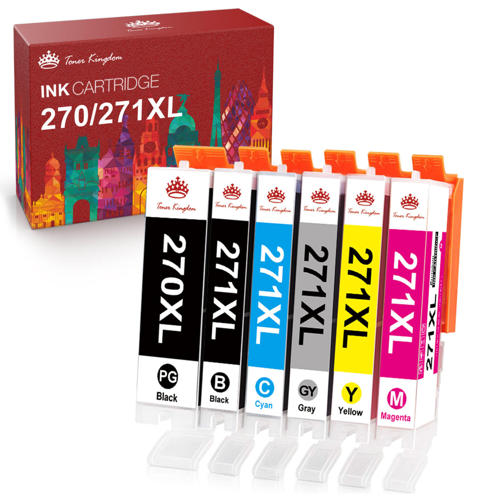 6Pc Ink Cartridge compatible for Canon PGI-270XL CLI-271XL MG7720 TS5020