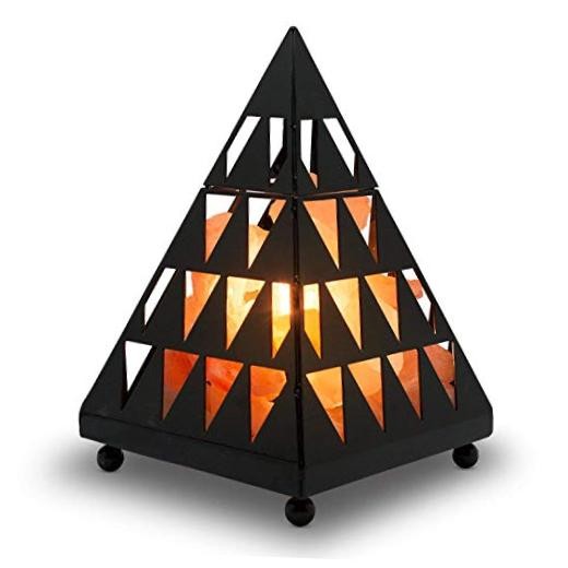 Pyramid Style Crystal Salt Night Light lamp with Pink Salt Chunks,Bulb