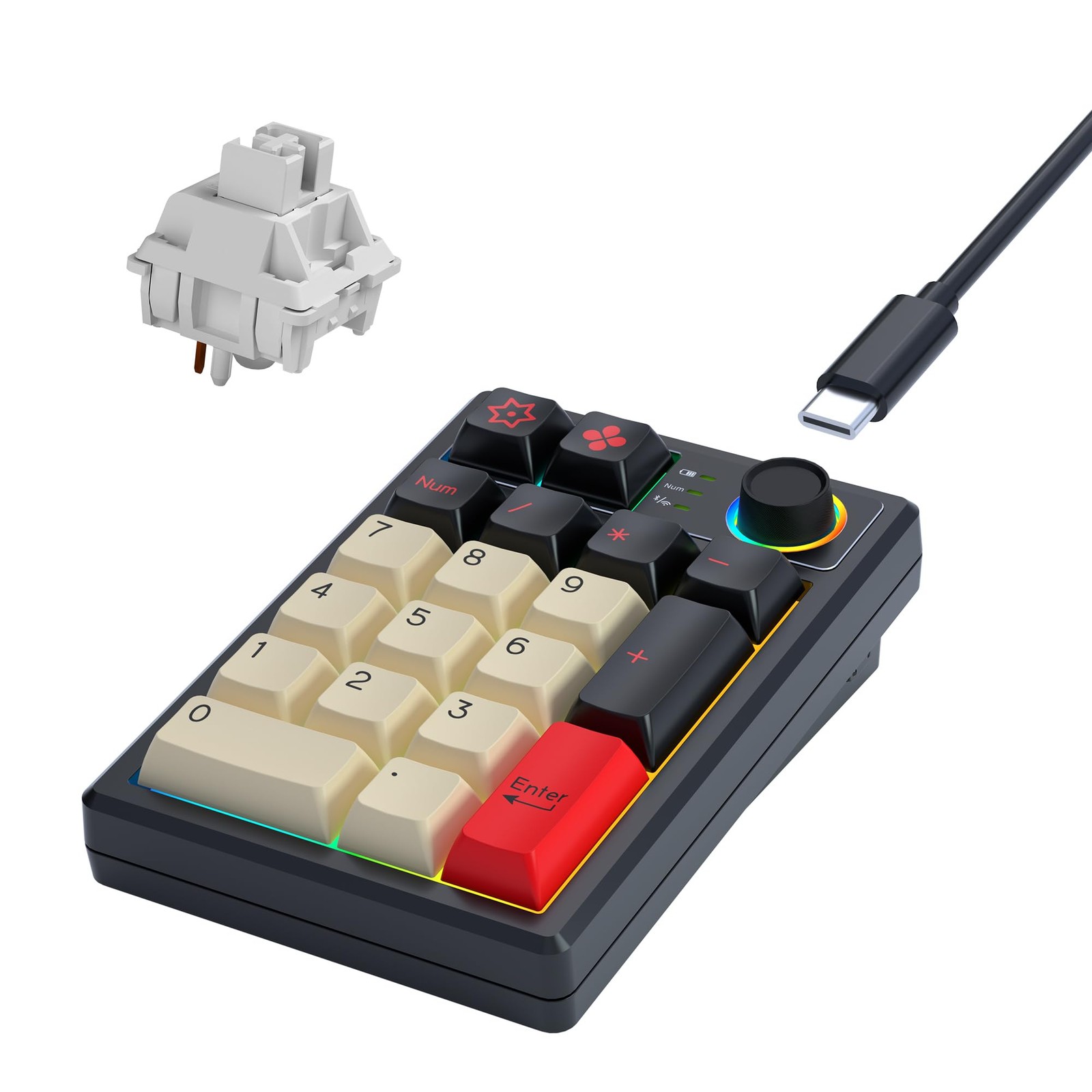 K19 Wireless Numeric Keyboard Mechanical Hot-Swappable Bluetooth 5.0/2.4GHz