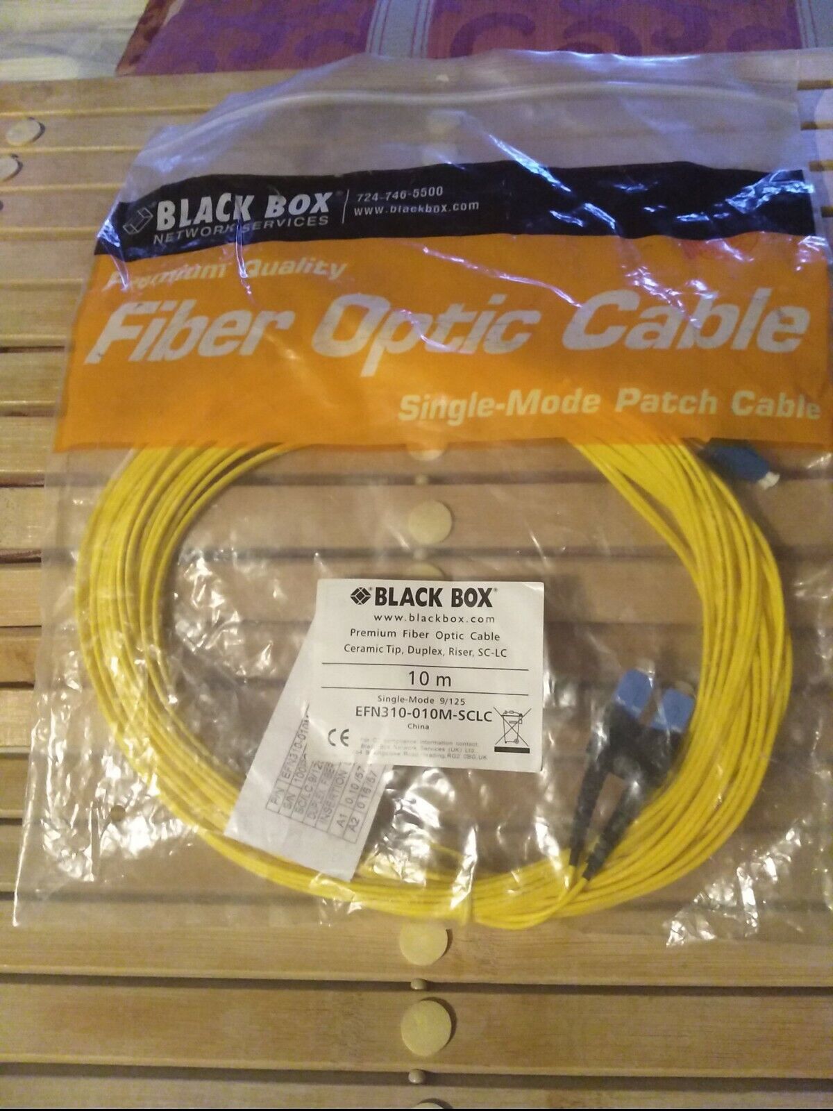 BLACK BOX Premium Fiber Optic Duplex Patch Cable Single Mode EFN310-010M, SCLC