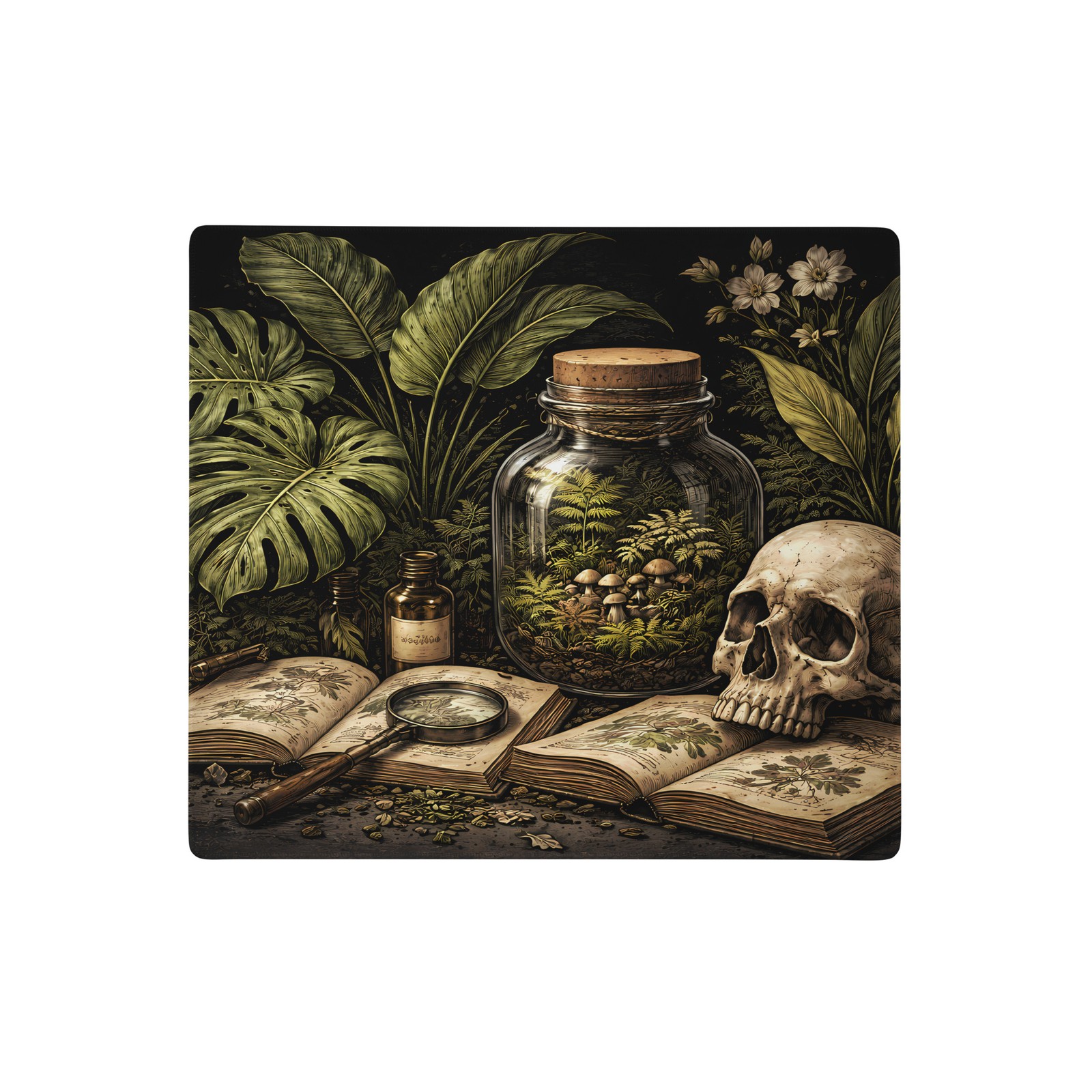 Botanical Skull Terrarium Gaming Mouse Pad XL Extended Desk Mat Non-Slip